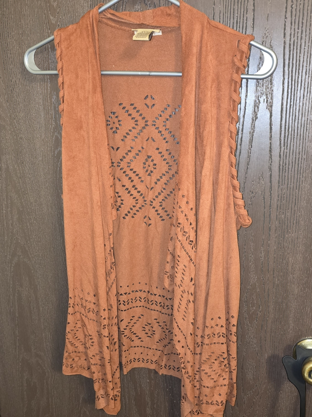 Wrangler Burnt Orange Buttonless Suede-Feel Vest